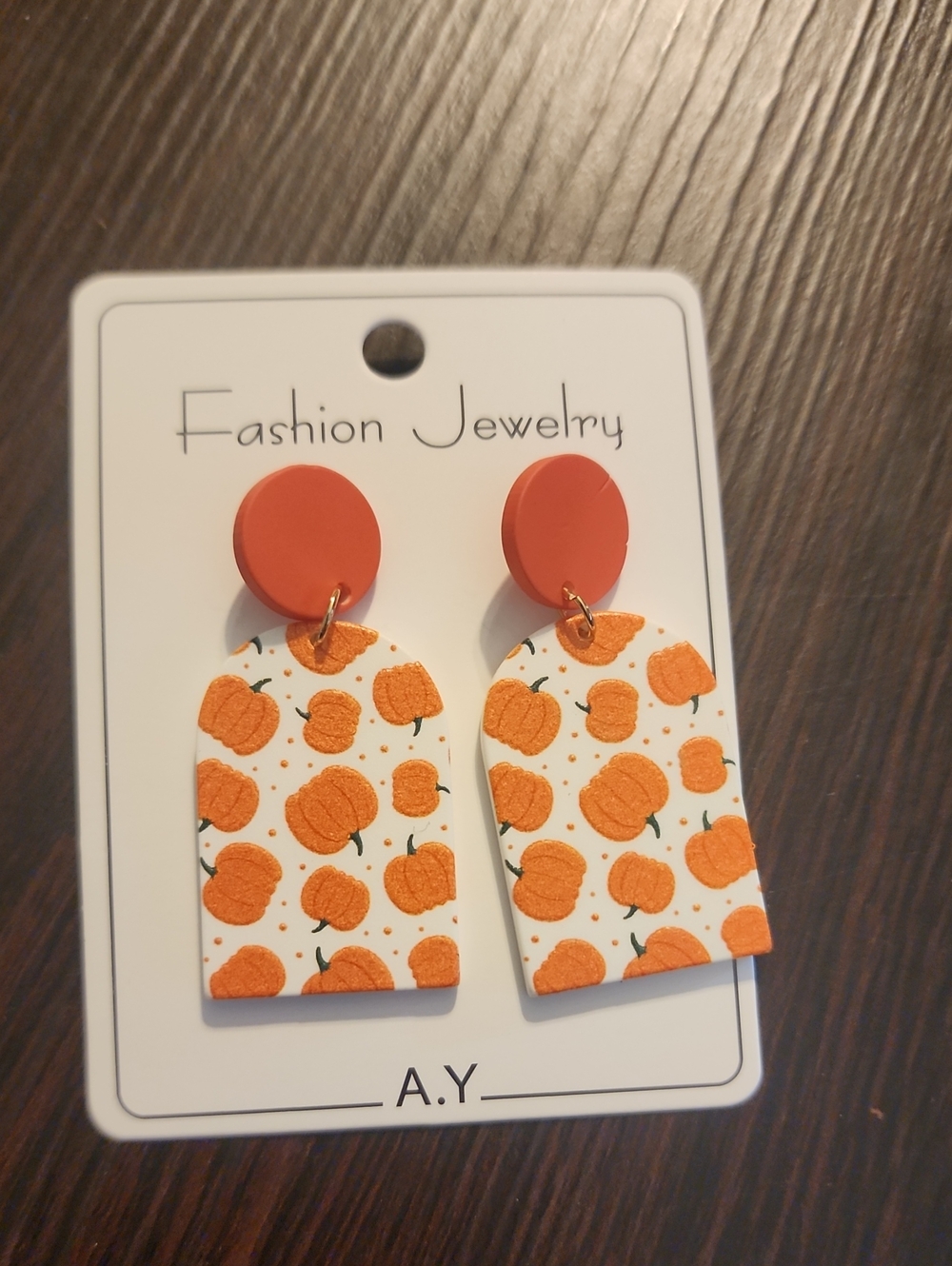Fashion Jewelry Orange Pumpkin Arch Drop Earrings